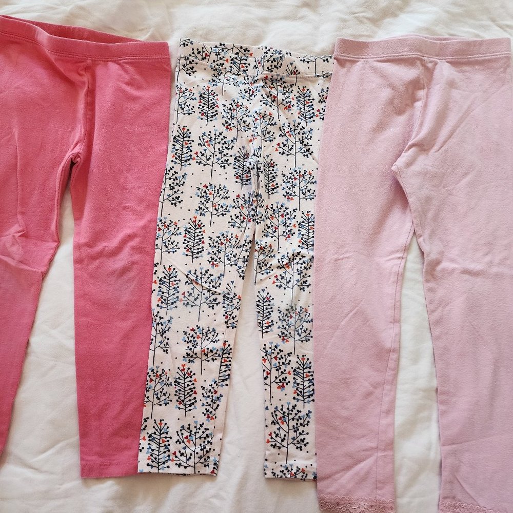 Baby Gap Girls Set of 3 Pairs Pink Leggings Size 5